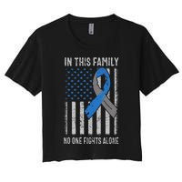 USA Flag Diabetes Type 1 Awareness Family Support Women's Crop Top Tee