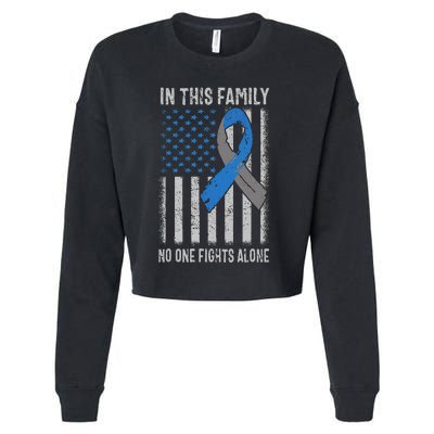 USA Flag Diabetes Type 1 Awareness Family Support Cropped Pullover Crew