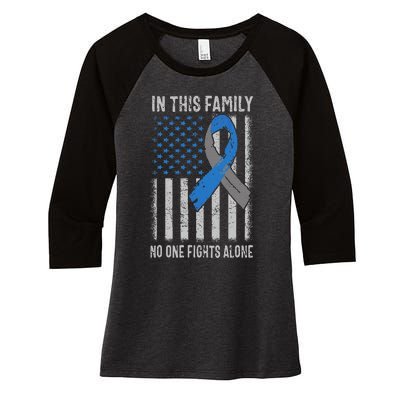 USA Flag Diabetes Type 1 Awareness Family Support Women's Tri-Blend 3/4-Sleeve Raglan Shirt