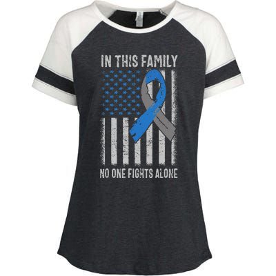 USA Flag Diabetes Type 1 Awareness Family Support Enza Ladies Jersey Colorblock Tee