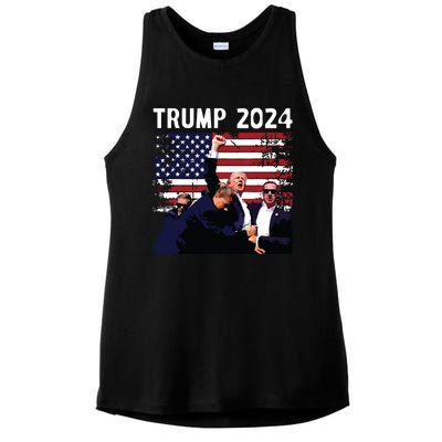 Us Flag Donald Trump Election Rally Shooting 2024 Ladies PosiCharge Tri-Blend Wicking Tank