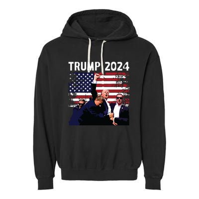 Us Flag Donald Trump Election Rally Shooting 2024 Garment-Dyed Fleece Hoodie