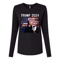 Us Flag Donald Trump Election Rally Shooting 2024 Womens Cotton Relaxed Long Sleeve T-Shirt