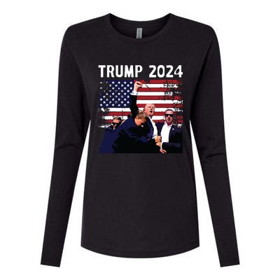 Us Flag Donald Trump Election Rally Shooting 2024 Womens Cotton Relaxed Long Sleeve T-Shirt