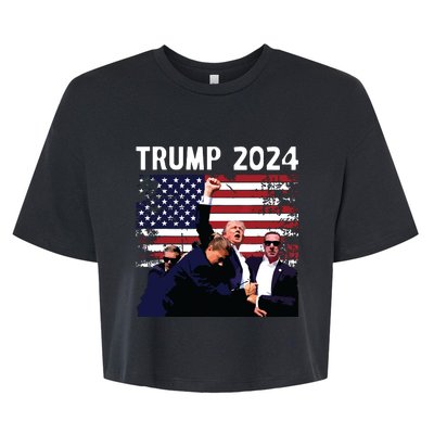 Us Flag Donald Trump Election Rally Shooting 2024 Bella+Canvas Jersey Crop Tee