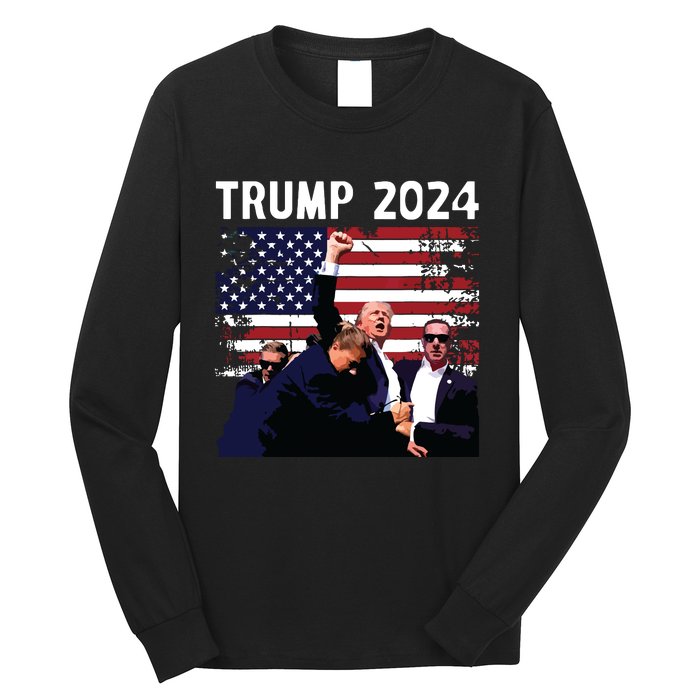 Us Flag Donald Trump Election Rally Shooting 2024 Long Sleeve Shirt