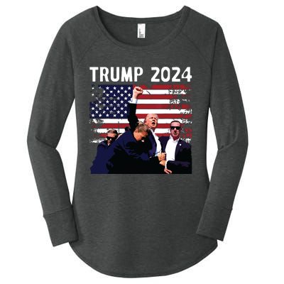 Us Flag Donald Trump Election Rally Shooting 2024 Women's Perfect Tri Tunic Long Sleeve Shirt