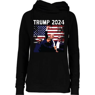 Us Flag Donald Trump Election Rally Shooting 2024 Womens Funnel Neck Pullover Hood