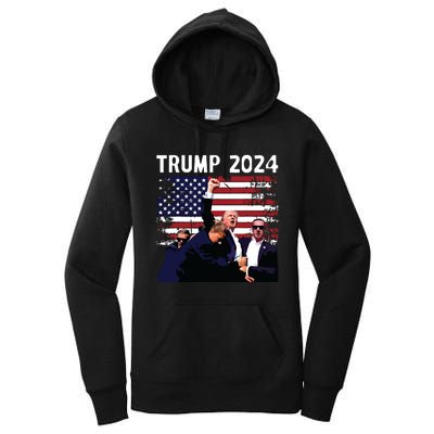 Us Flag Donald Trump Election Rally Shooting 2024 Women's Pullover Hoodie