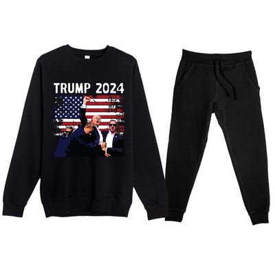 Us Flag Donald Trump Election Rally Shooting 2024 Premium Crewneck Sweatsuit Set