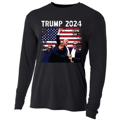 Us Flag Donald Trump Election Rally Shooting 2024 Cooling Performance Long Sleeve Crew