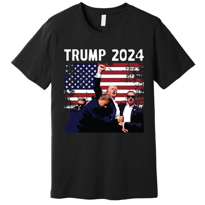 Us Flag Donald Trump Election Rally Shooting 2024 Premium T-Shirt