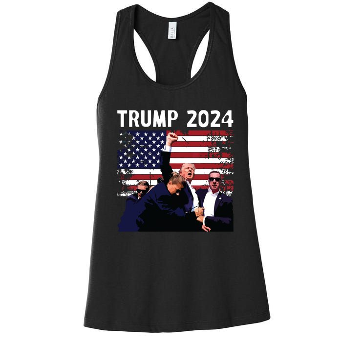 Us Flag Donald Trump Election Rally Shooting 2024 Women's Racerback Tank