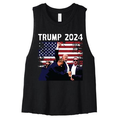 Us Flag Donald Trump Election Rally Shooting 2024 Women's Racerback Cropped Tank