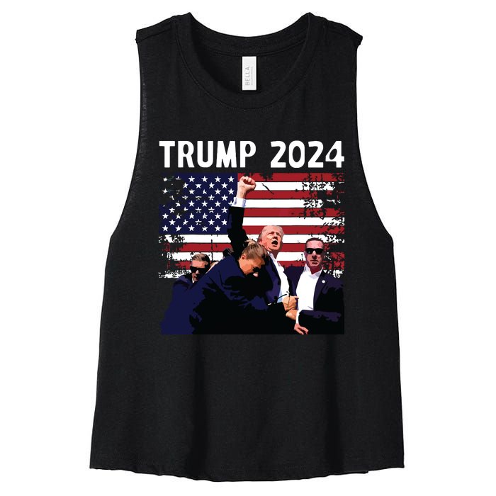 Us Flag Donald Trump Election Rally Shooting 2024 Women's Racerback Cropped Tank