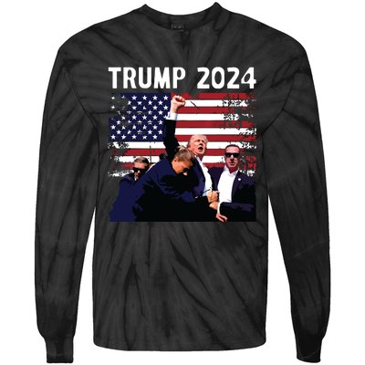 Us Flag Donald Trump Election Rally Shooting 2024 Tie-Dye Long Sleeve Shirt