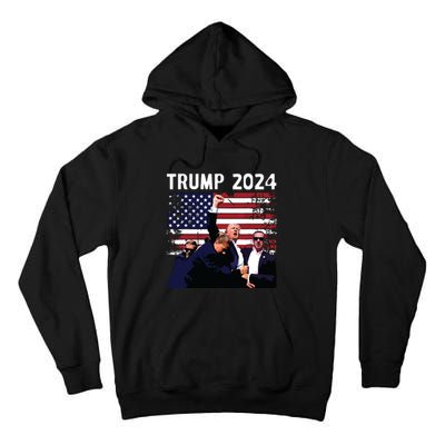 Us Flag Donald Trump Election Rally Shooting 2024 Tall Hoodie