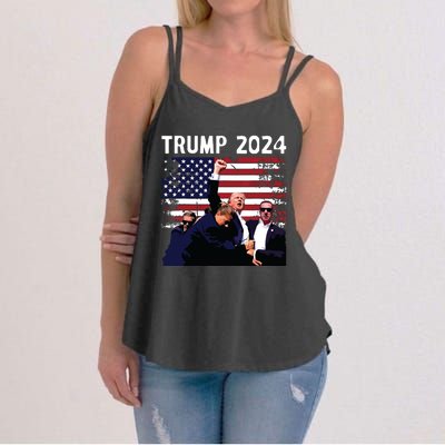 Us Flag Donald Trump Election Rally Shooting 2024 Women's Strappy Tank