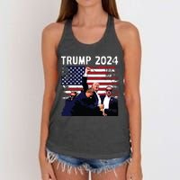 Us Flag Donald Trump Election Rally Shooting 2024 Women's Knotted Racerback Tank