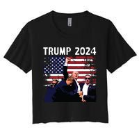 Us Flag Donald Trump Election Rally Shooting 2024 Women's Crop Top Tee