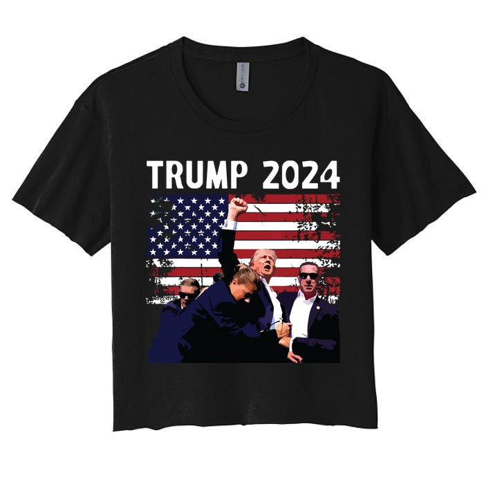 Us Flag Donald Trump Election Rally Shooting 2024 Women's Crop Top Tee