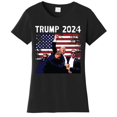 Us Flag Donald Trump Election Rally Shooting 2024 Women's T-Shirt