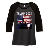 Us Flag Donald Trump Election Rally Shooting 2024 Women's Tri-Blend 3/4-Sleeve Raglan Shirt