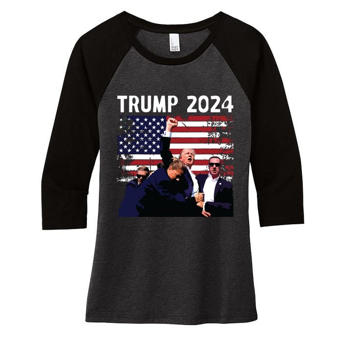 Us Flag Donald Trump Election Rally Shooting 2024 Women's Tri-Blend 3/4-Sleeve Raglan Shirt