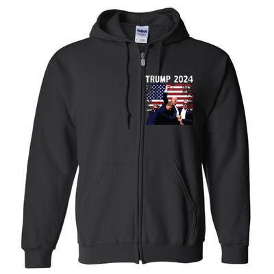 Us Flag Donald Trump Election Rally Shooting 2024 Full Zip Hoodie