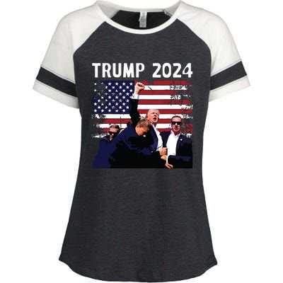 Us Flag Donald Trump Election Rally Shooting 2024 Enza Ladies Jersey Colorblock Tee