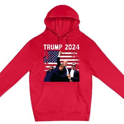 Us Flag Donald Trump Election Rally Shooting 2024 Premium Pullover Hoodie