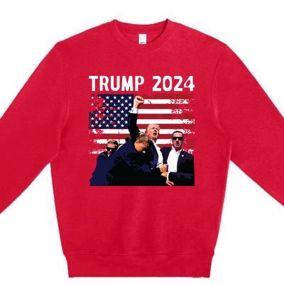 Us Flag Donald Trump Election Rally Shooting 2024 Premium Crewneck Sweatshirt