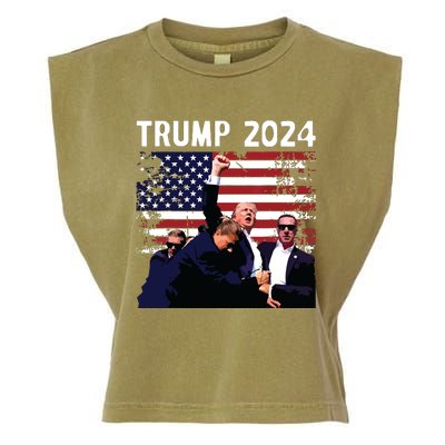 Us Flag Donald Trump Election Rally Shooting 2024 Garment-Dyed Women's Muscle Tee