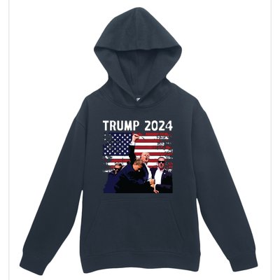 Us Flag Donald Trump Election Rally Shooting 2024 Urban Pullover Hoodie