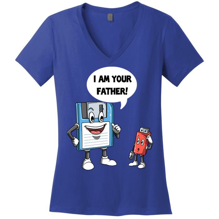 Usb Floppy Disk Your Father Computer Engineering Geeks Nerds Meaningful Gift Women's V-Neck T-Shirt