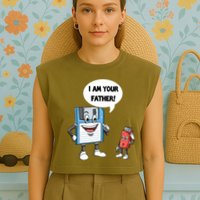 Usb Floppy Disk Your Father Computer Engineering Geeks Nerds Meaningful Gift Garment-Dyed Women's Muscle Tee