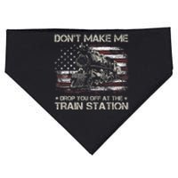 Usa Flag Dont Make Me Drop You Off At The Train Station USA-Made Doggie Bandana