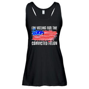 Us Flag Distressed Style I Am Voting For Convicted Felon Ladies Essential Flowy Tank