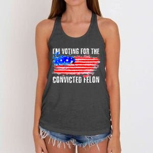 Us Flag Distressed Style I Am Voting For Convicted Felon Women's Knotted Racerback Tank