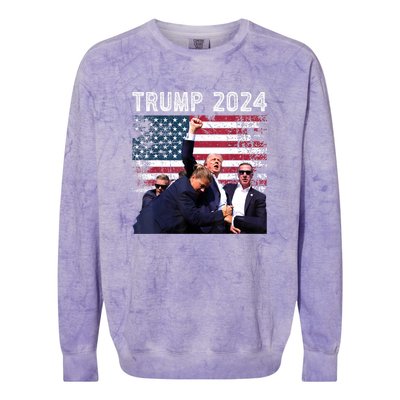 Us Flag Donald Trump Election Rally Shooting 2024 Gift Colorblast Crewneck Sweatshirt