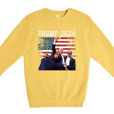 Us Flag Donald Trump Election Rally Shooting 2024 Gift Premium Crewneck Sweatshirt