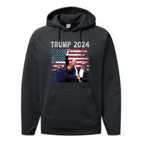 Us Flag Donald Trump Election Rally Shooting 2024 Gift Performance Fleece Hoodie