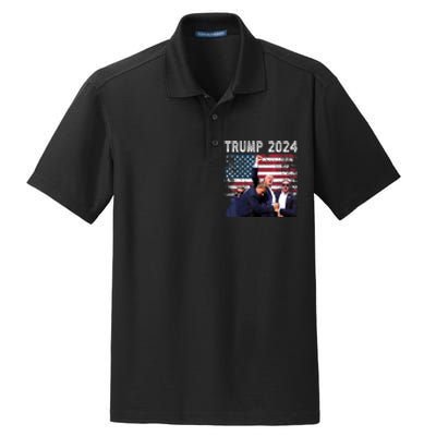 Us Flag Donald Trump Election Rally Shooting 2024 Gift Dry Zone Grid Polo