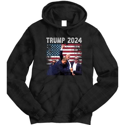 Us Flag Donald Trump Election Rally Shooting 2024 Gift Tie Dye Hoodie