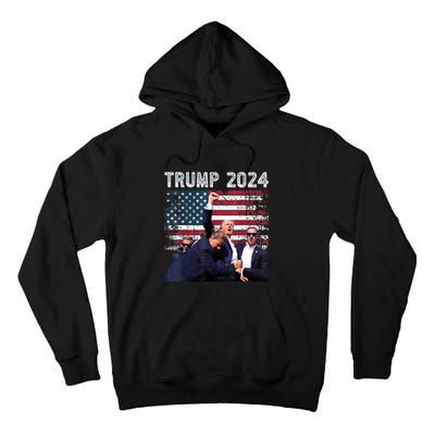 Us Flag Donald Trump Election Rally Shooting 2024 Gift Tall Hoodie