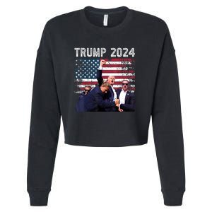 Us Flag Donald Trump Election Rally Shooting 2024 Gift Cropped Pullover Crew