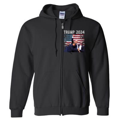 Us Flag Donald Trump Election Rally Shooting 2024 Gift Full Zip Hoodie