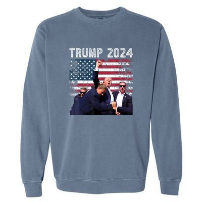 Us Flag Donald Trump Election Rally Shooting 2024 Gift Garment-Dyed Sweatshirt