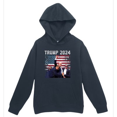 Us Flag Donald Trump Election Rally Shooting 2024 Gift Urban Pullover Hoodie