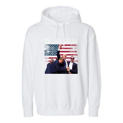 Us Flag Donald Trump Election Rally Shooting 2024 Gift Garment-Dyed Fleece Hoodie